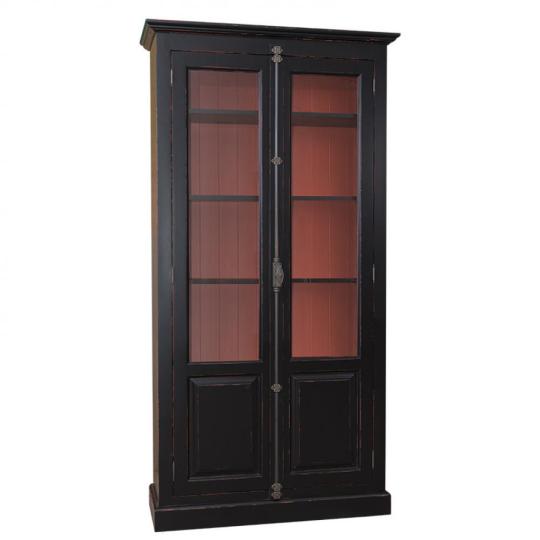 vintage stilusu piros kopottas vitrines szekreny talalo polcos konyveszszekreny sotet narancssarga egyedi szines nappali butor country bohem tomorfa lameridiana lakberendezes.jpg